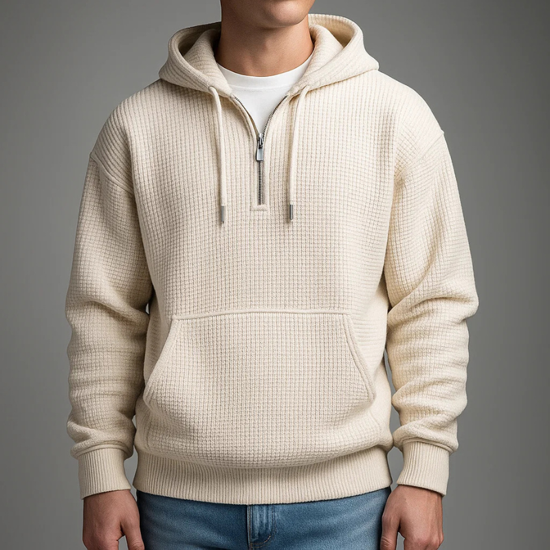 MONVIEL | Waffle-Knit Half-Zip Hoodie