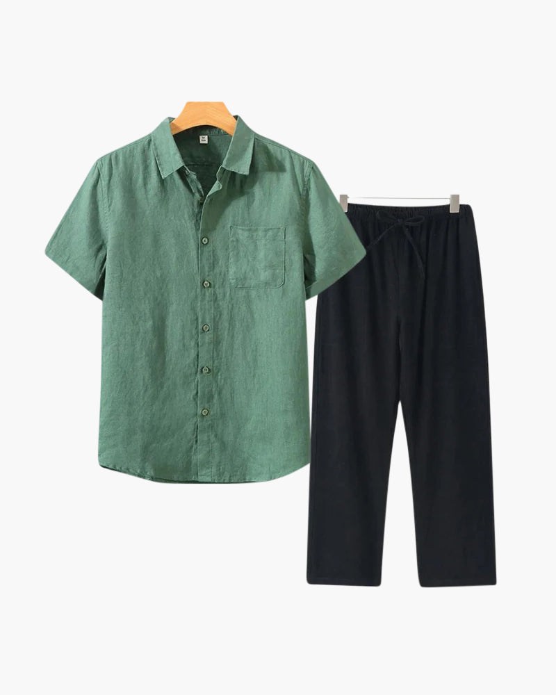 MONVIEL | Short-sleeve linen set