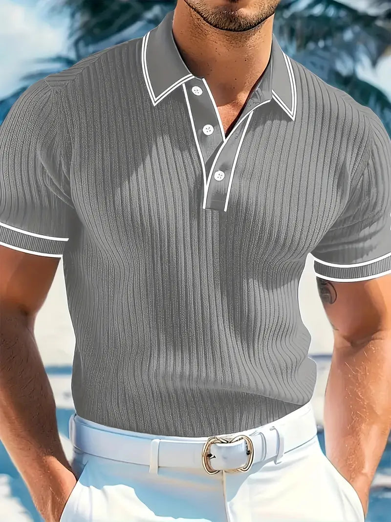 MONVIEL™ | Contrast-Trim Ribbed Polo