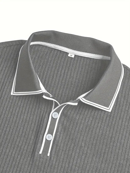 MONVIEL™ | Contrast-Trim Ribbed Polo