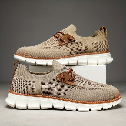 MANSSINO™ | Men's Knit Slip-On Sneaker with Leather Accent
