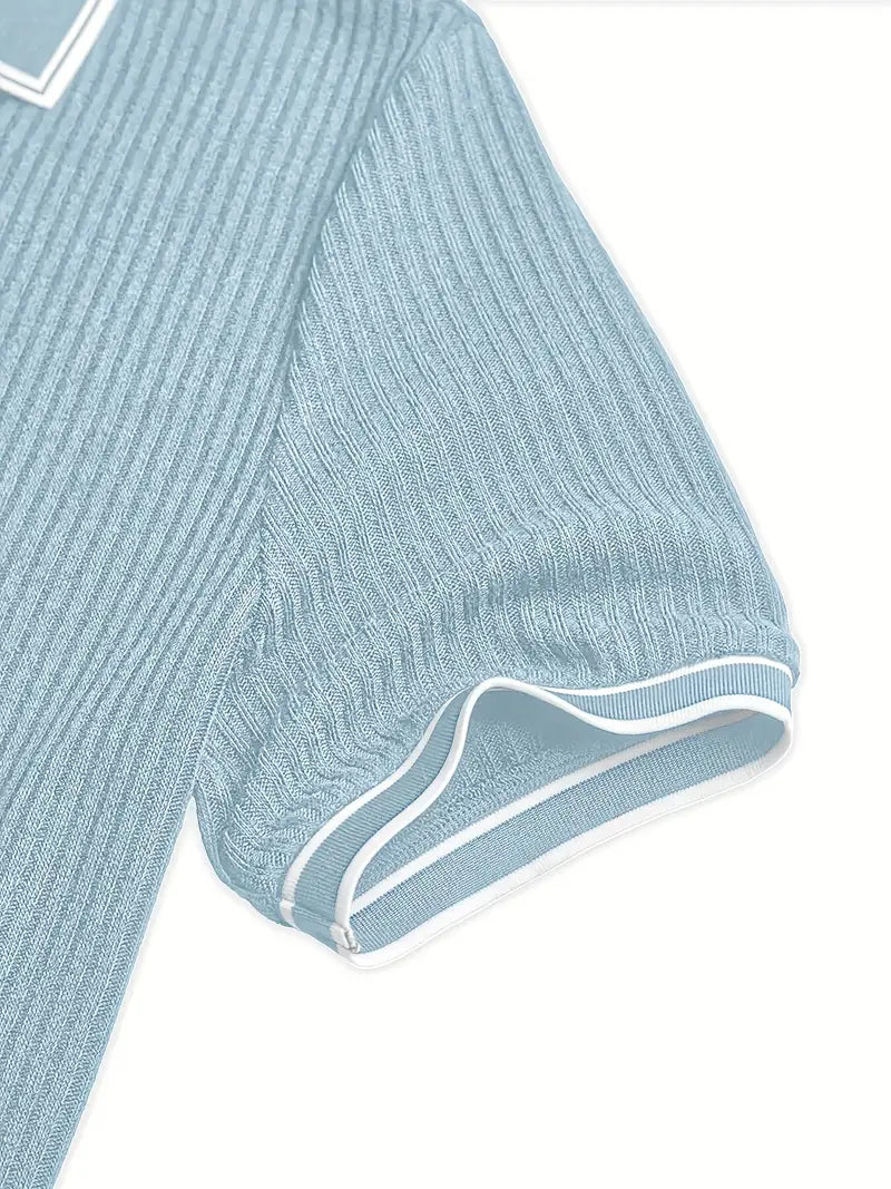 MONVIEL™ | Contrast-Trim Ribbed Polo