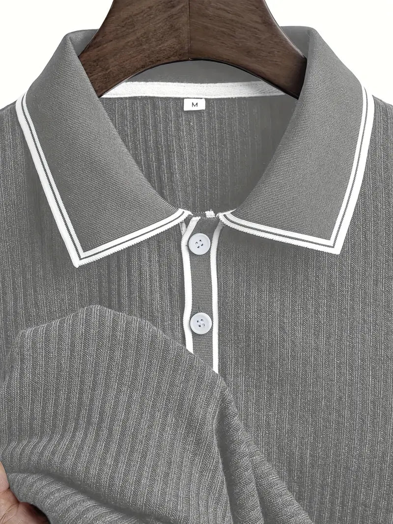 MONVIEL™ | Contrast-Trim Ribbed Polo