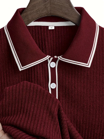 MONVIEL™ | Contrast-Trim Ribbed Polo
