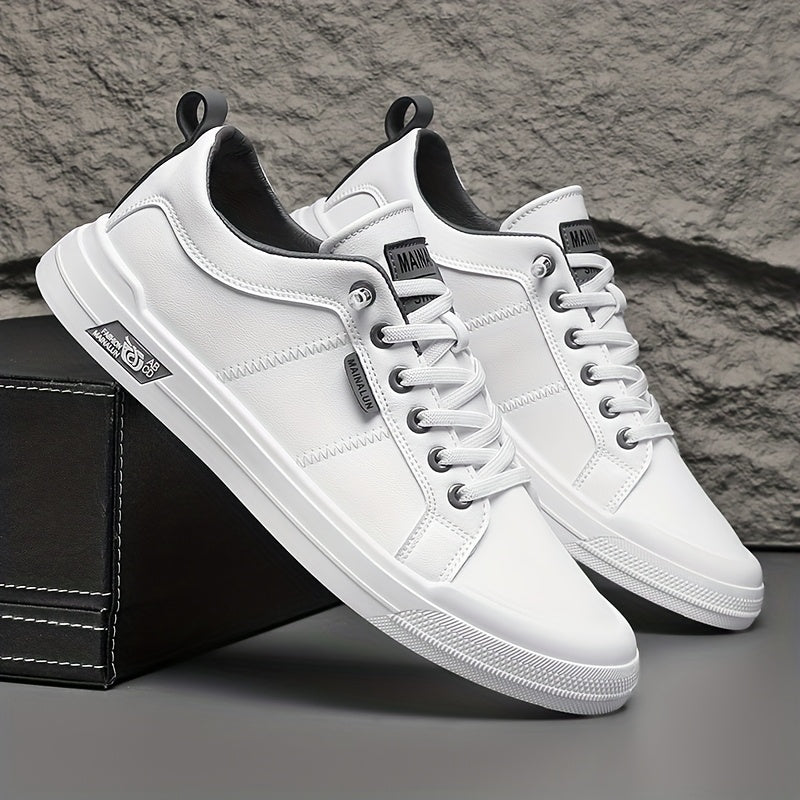 MANSSINO™ | Men's White Leather Low-Top Sneaker