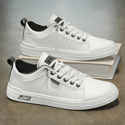 MANSSINO™ | Men's White Leather Low-Top Sneaker