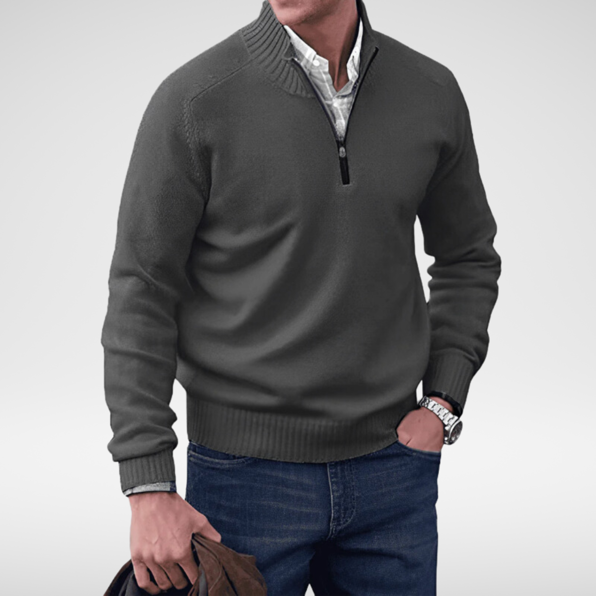 MANSSINO™ | Men's Half-Zip Stand Collar Cotton Pullover