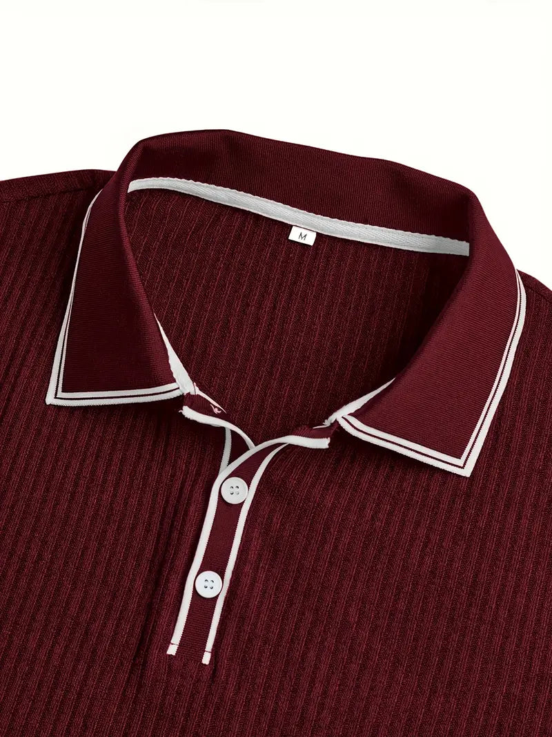 MONVIEL™ | Contrast-Trim Ribbed Polo