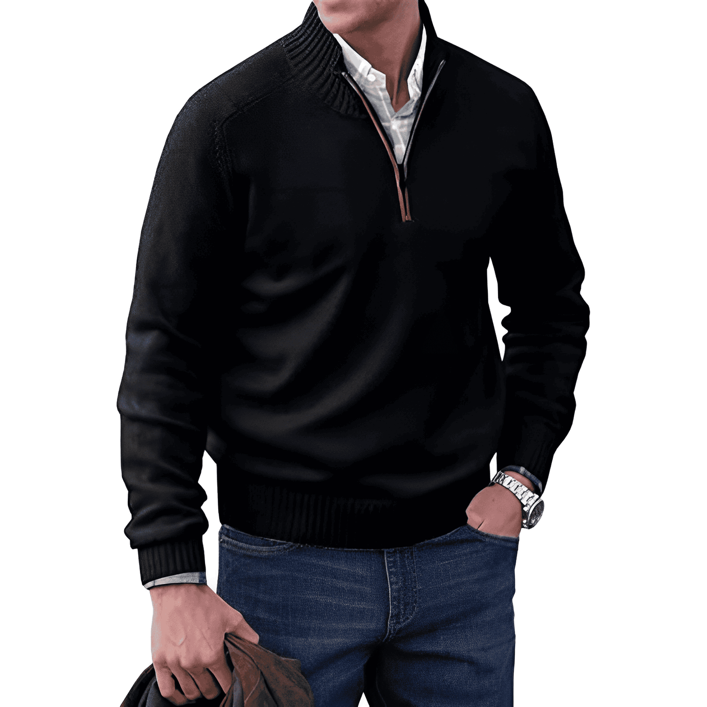 Fergal™ | Pull maille zippé col montant