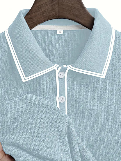MONVIEL™ | Contrast-Trim Ribbed Polo