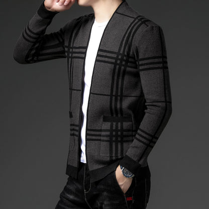 MANSSINO™ | Check Open-Front Knit Cardigan