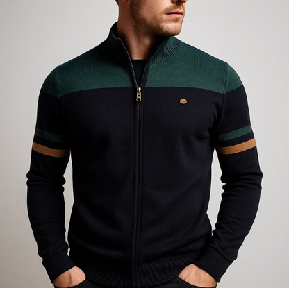 MONVIEL | Colour-Block Zip-Up Hoodie