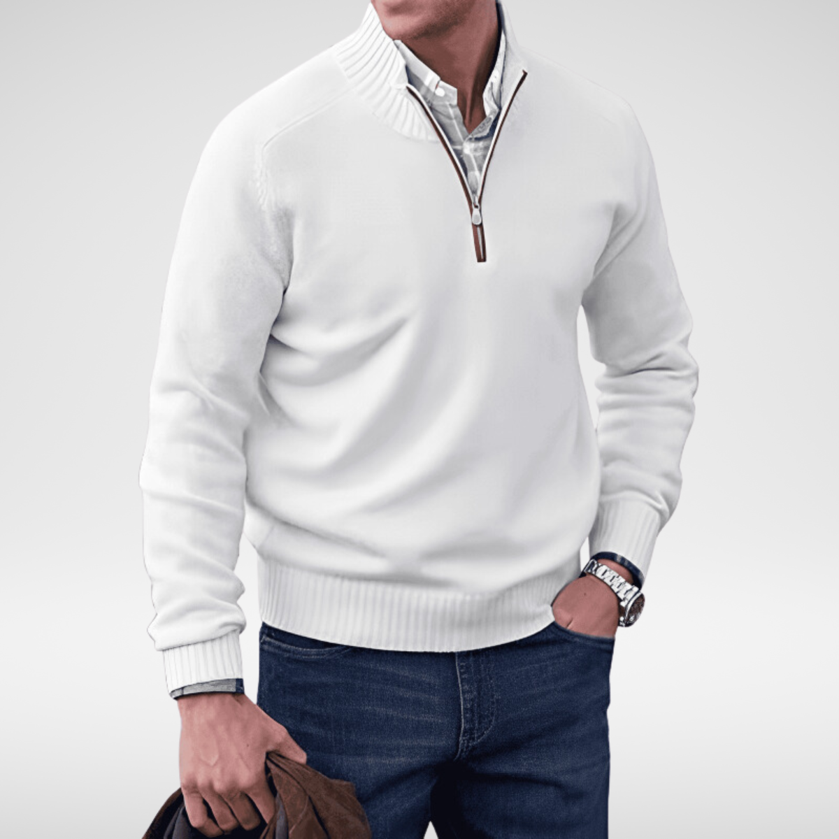 MANSSINO™ | Men's Half-Zip Stand Collar Cotton Pullover