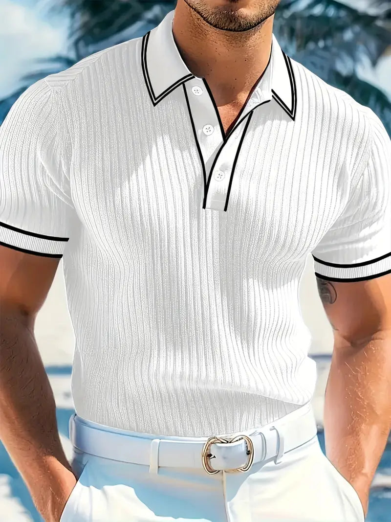 MONVIEL™ | Contrast-Trim Ribbed Polo