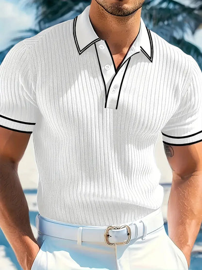 MONVIEL™ | Contrast-Trim Ribbed Polo