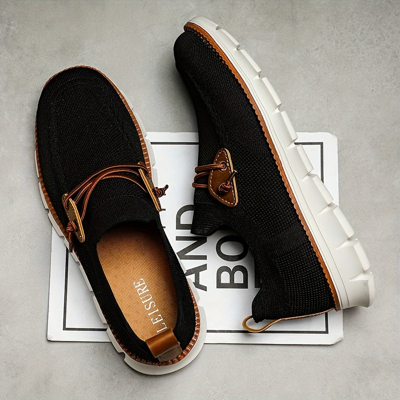 MANSSINO™ | Men's Knit Slip-On Sneaker with Leather Accent