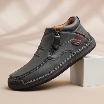 MANSSINO™ | Men's Hand-Stitched Zip Mid-Top with Rivet Detail