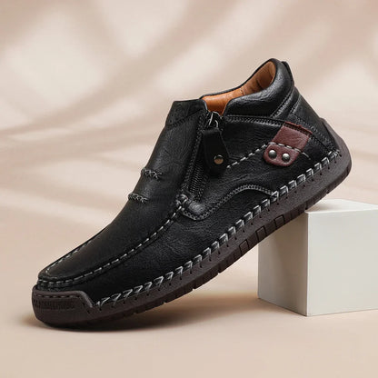 MANSSINO™ | Men's Hand-Stitched Zip Mid-Top with Rivet Detail