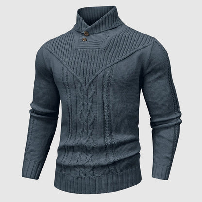 MANSSINO™ | Men's Cable Knit Button-Collar Pullover