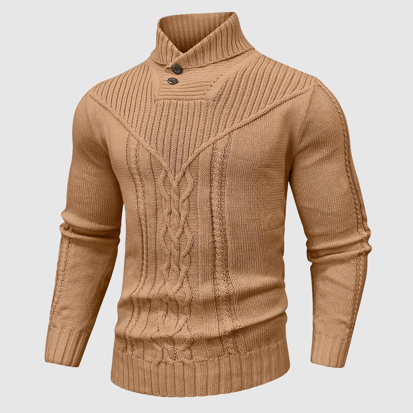 MONVIEL | Cable-Knit Stand-Collar