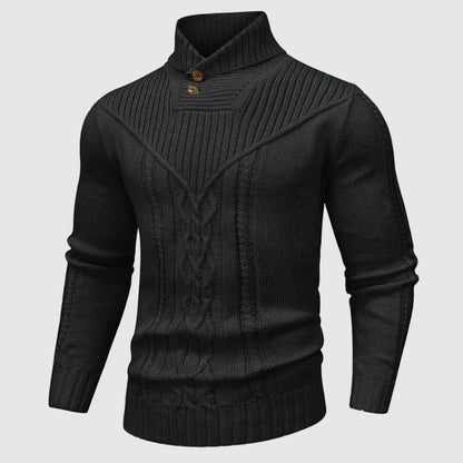 MANSSINO™ | Men's Cable Knit Button-Collar Pullover