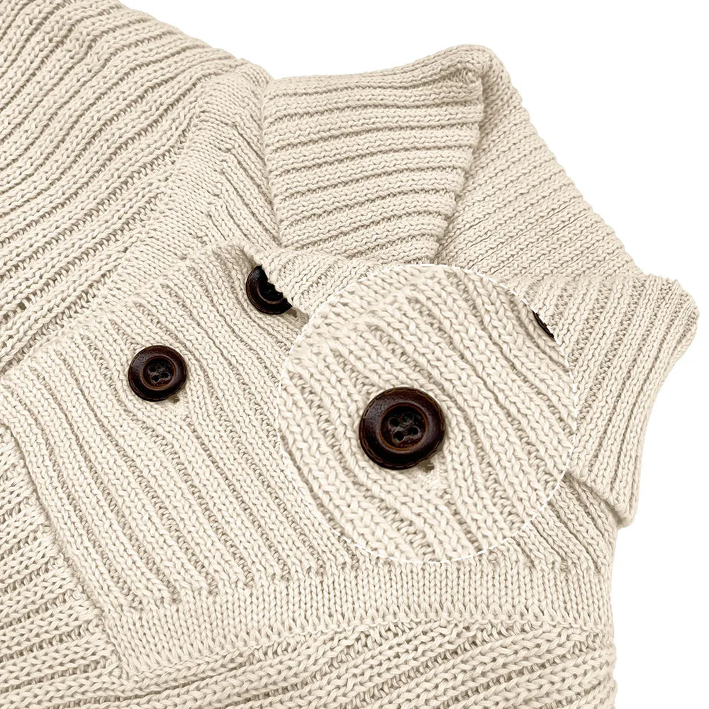 MANSSINO™ | Men's Cable Knit Button-Collar Pullover
