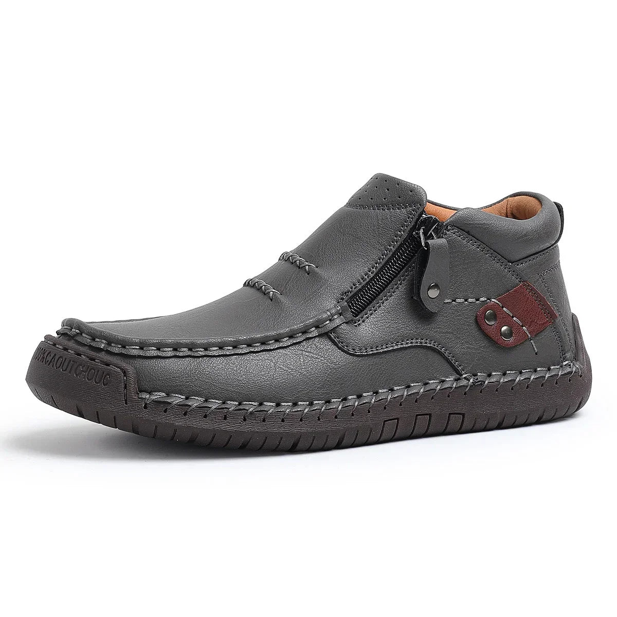 MANSSINO™ | Men's Hand-Stitched Zip Mid-Top with Rivet Detail