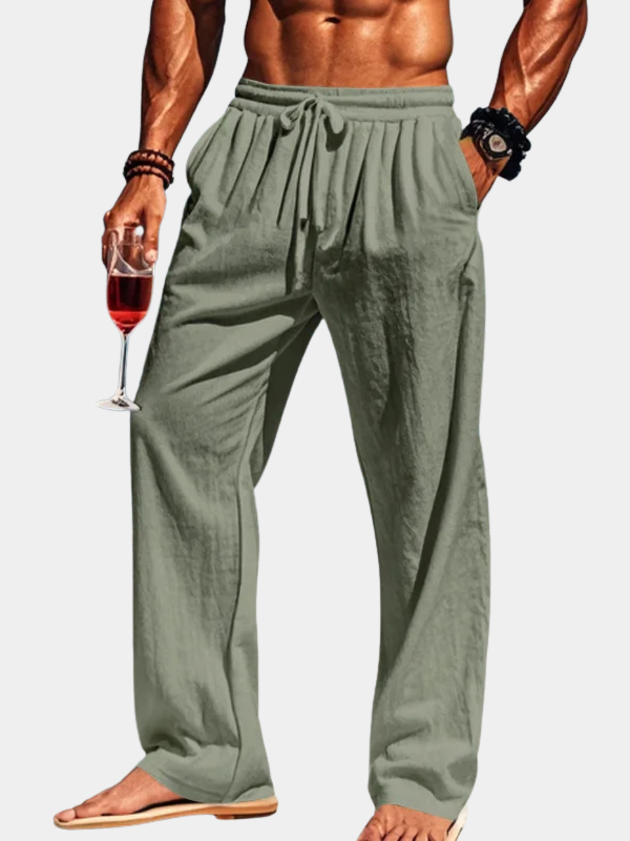MANSSINO™ | Men's Wide-Leg Sky Blue Linen Trousers
