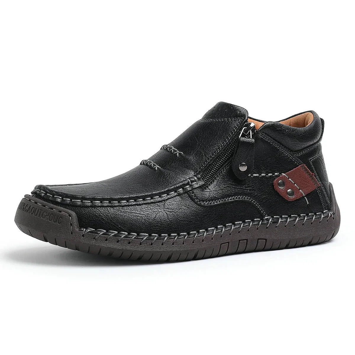 MANSSINO™ | Men's Hand-Stitched Zip Mid-Top with Rivet Detail