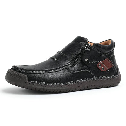 MANSSINO™ | Men's Hand-Stitched Zip Mid-Top with Rivet Detail
