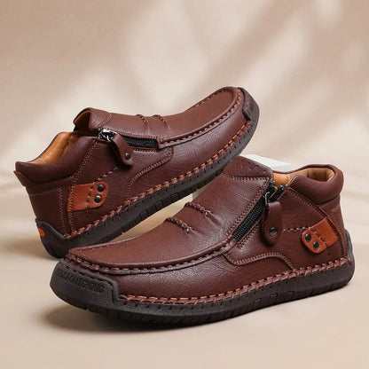 MANSSINO™ | Men's Hand-Stitched Zip Mid-Top with Rivet Detail