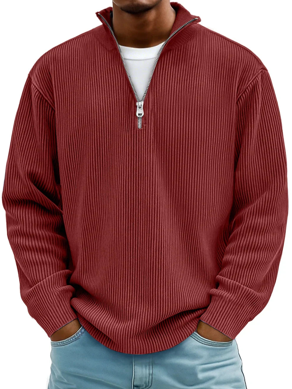 MANSSINO™ | Men's Ribbed Knit Half-Zip Pullover