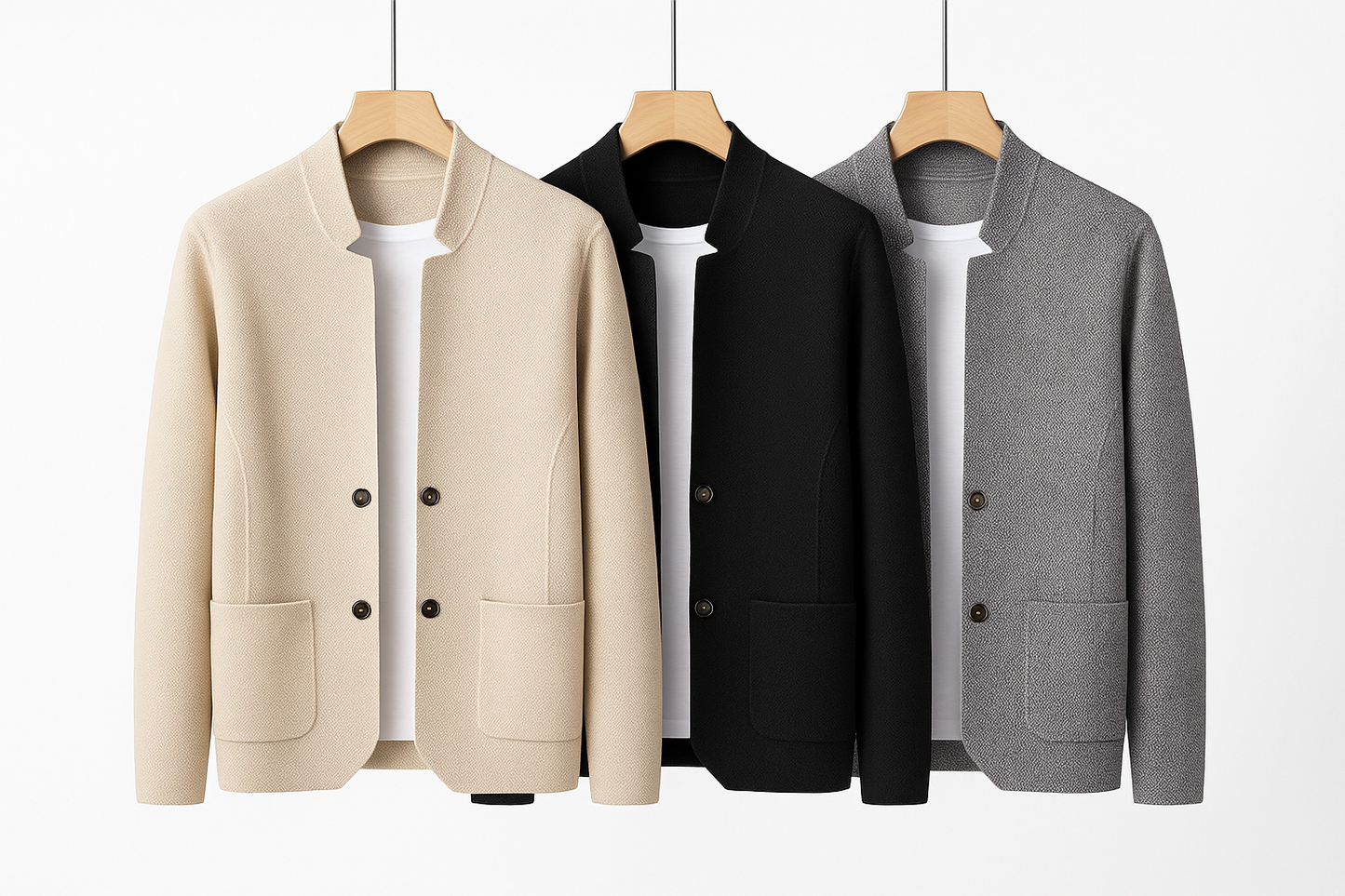 MANSSINO™ | Men's Textured Knit Stand-Collar Gilet