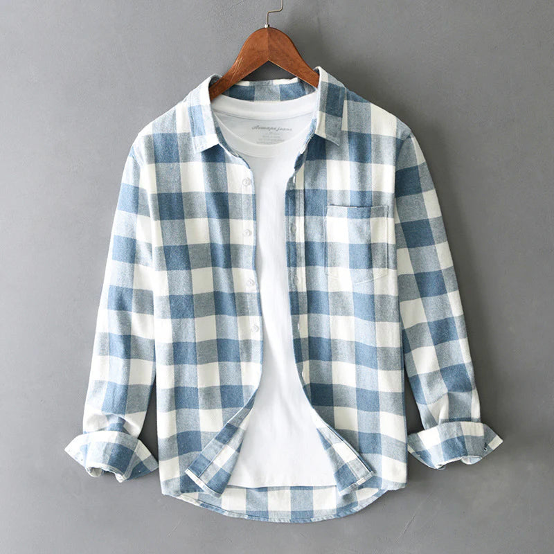 MONVIEL™ | Men's Brushed Cotton Check Shirt