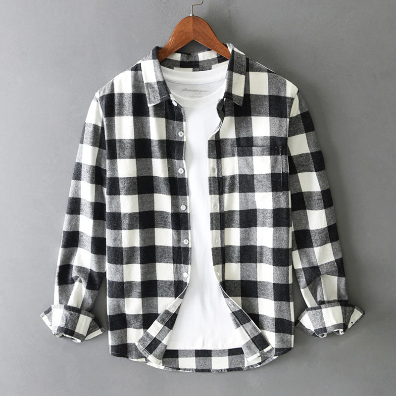 MONVIEL™ | Men's Brushed Cotton Check Shirt