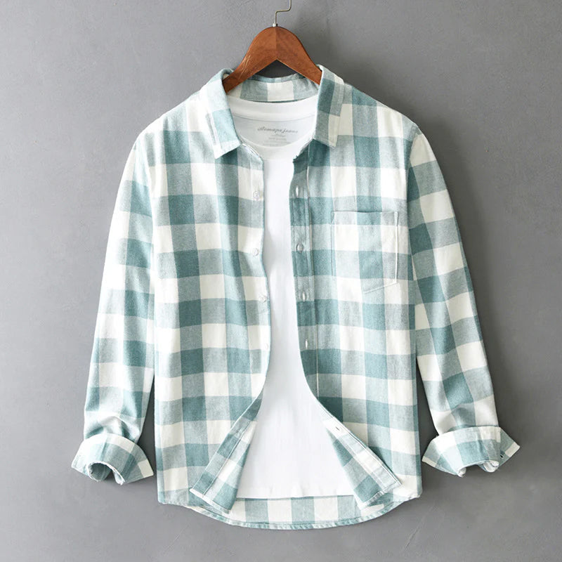 MONVIEL™ | Men's Brushed Cotton Check Shirt