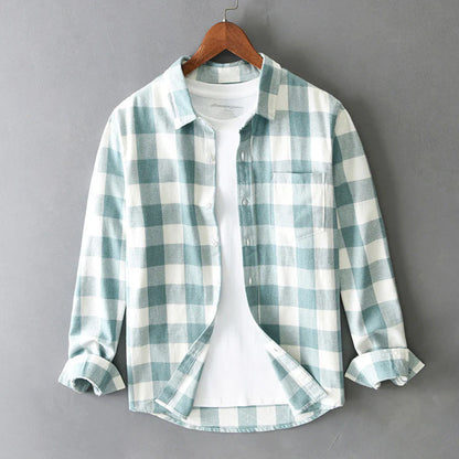 MONVIEL™ | Men's Brushed Cotton Check Shirt