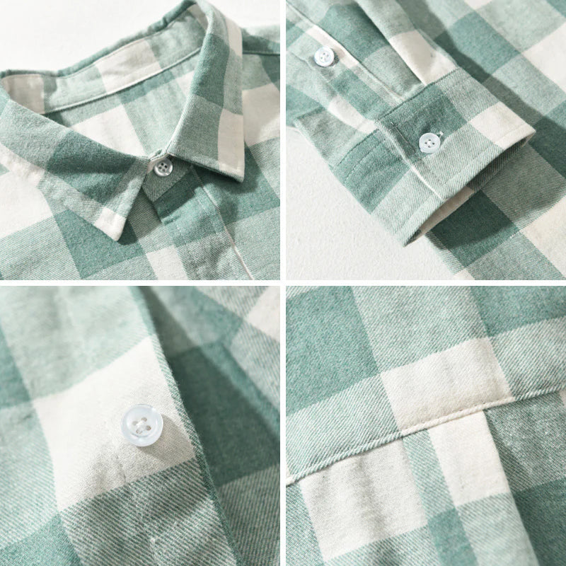 MONVIEL™ | Men's Brushed Cotton Check Shirt