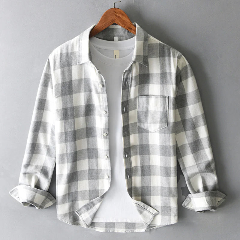MONVIEL™ | Men's Brushed Cotton Check Shirt