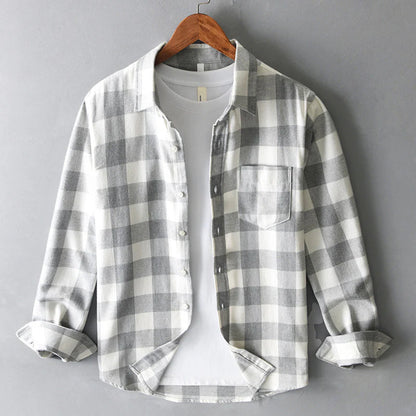MONVIEL™ | Men's Brushed Cotton Check Shirt