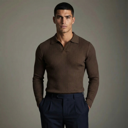MONVIEL | Open-Collar Knitted Shirt