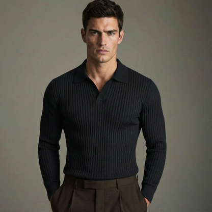 MONVIEL | Open-Collar Knitted Shirt