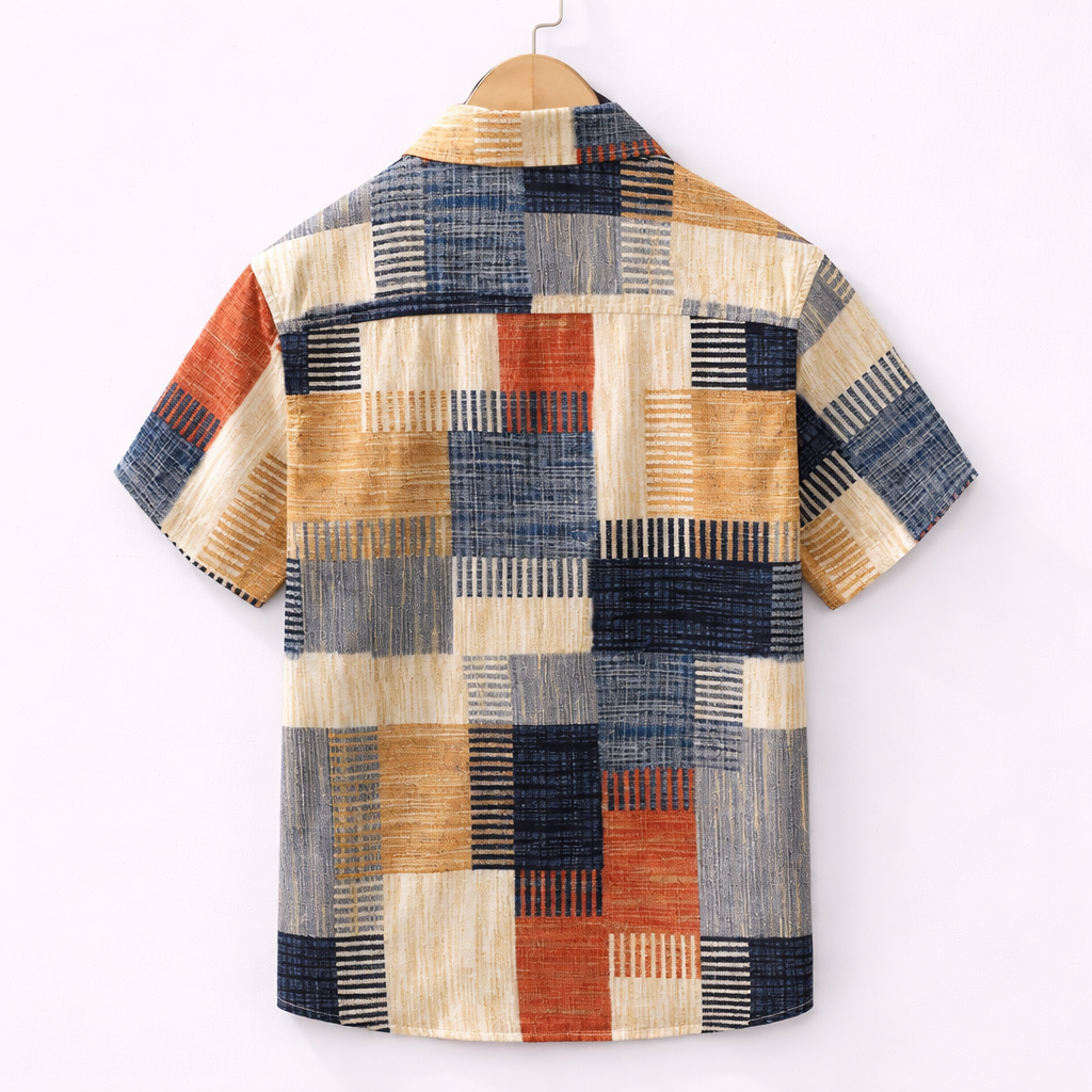 MONVIEL™ | Men's Short-Sleeve Patchwork Shirt