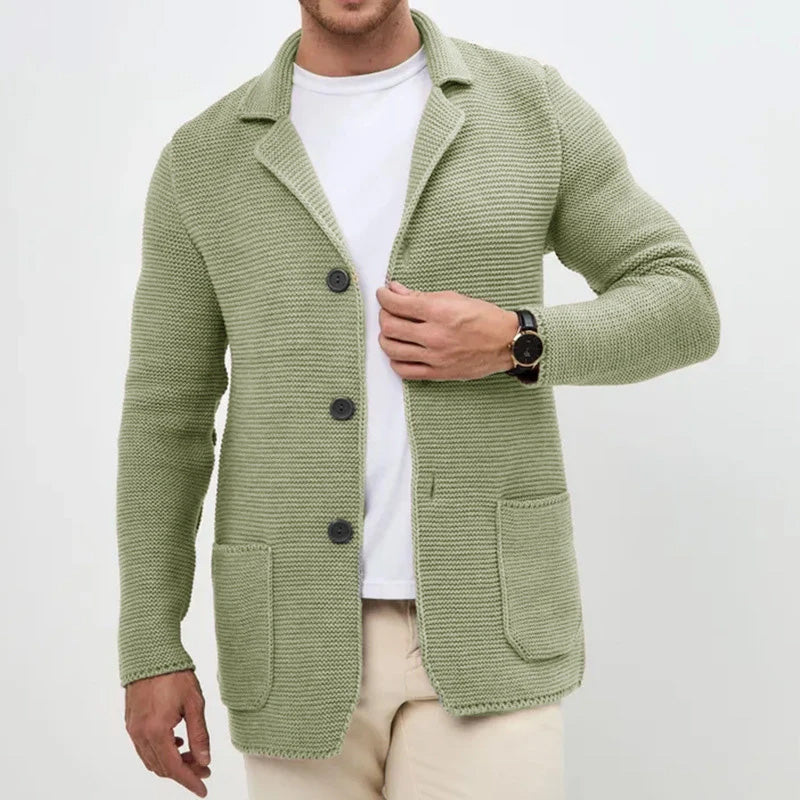 MONVIEL| Tailored-Collar Knit Cardigan