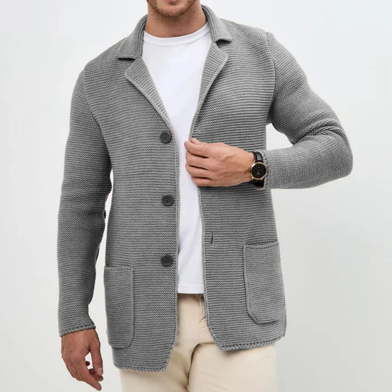 MONVIEL| Tailored-Collar Knit Cardigan