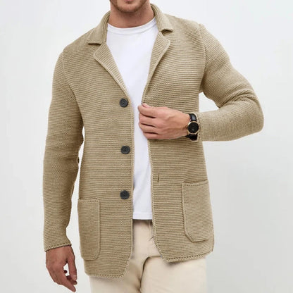 MONVIEL| Tailored-Collar Knit Cardigan