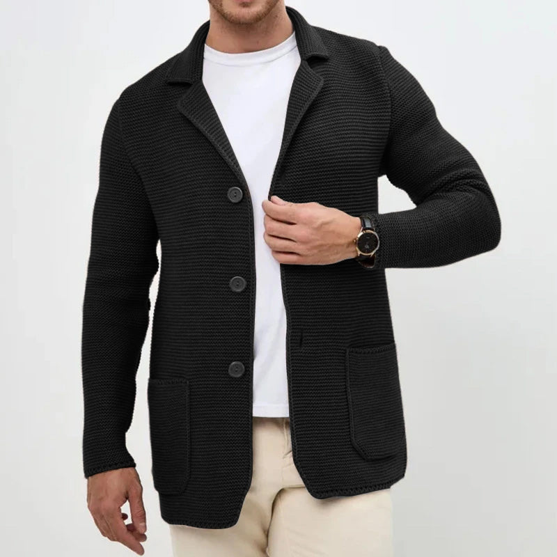 MANSSINO™ | Button-Front Lapel Cardigan