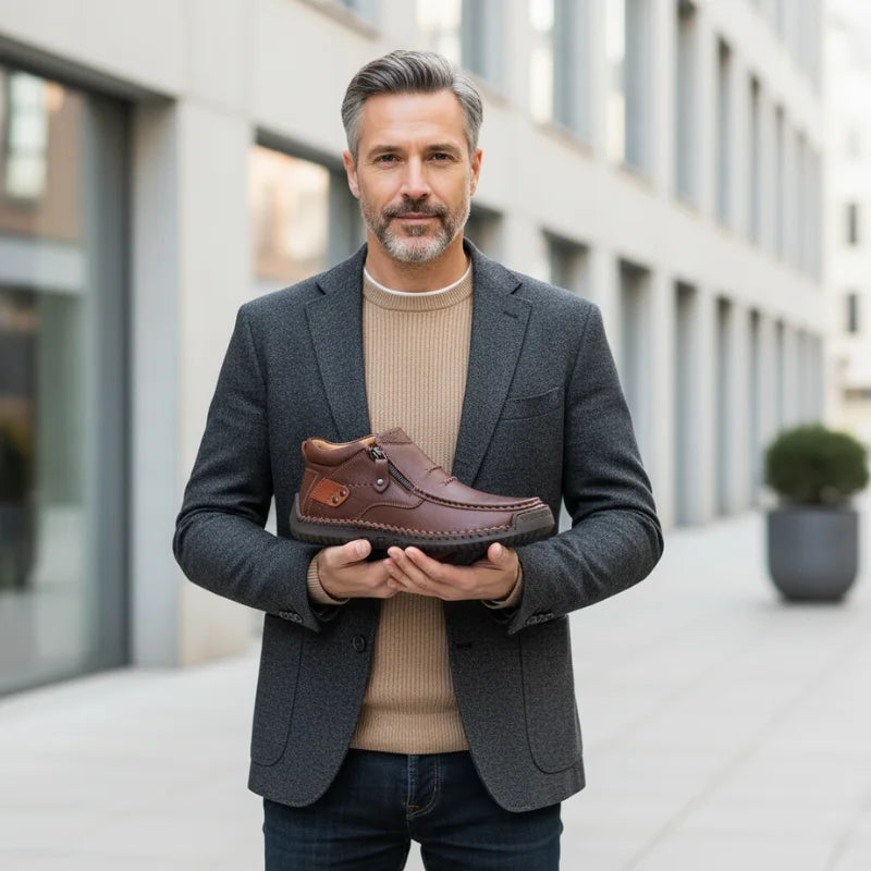 MANSSINO™ | Men's Hand-Stitched Zip Mid-Top with Rivet Detail