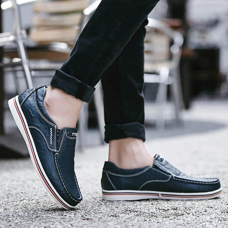 MANSSINO™ | Men's Leather Slip-On with Contrast Sole