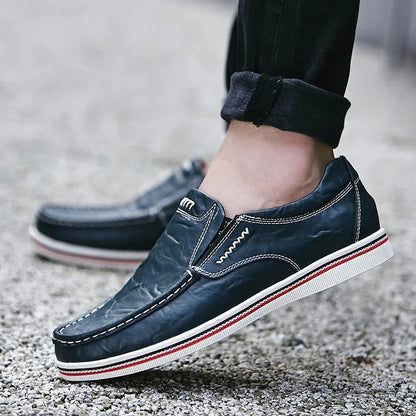 MANSSINO™ | Men's Leather Slip-On with Contrast Sole